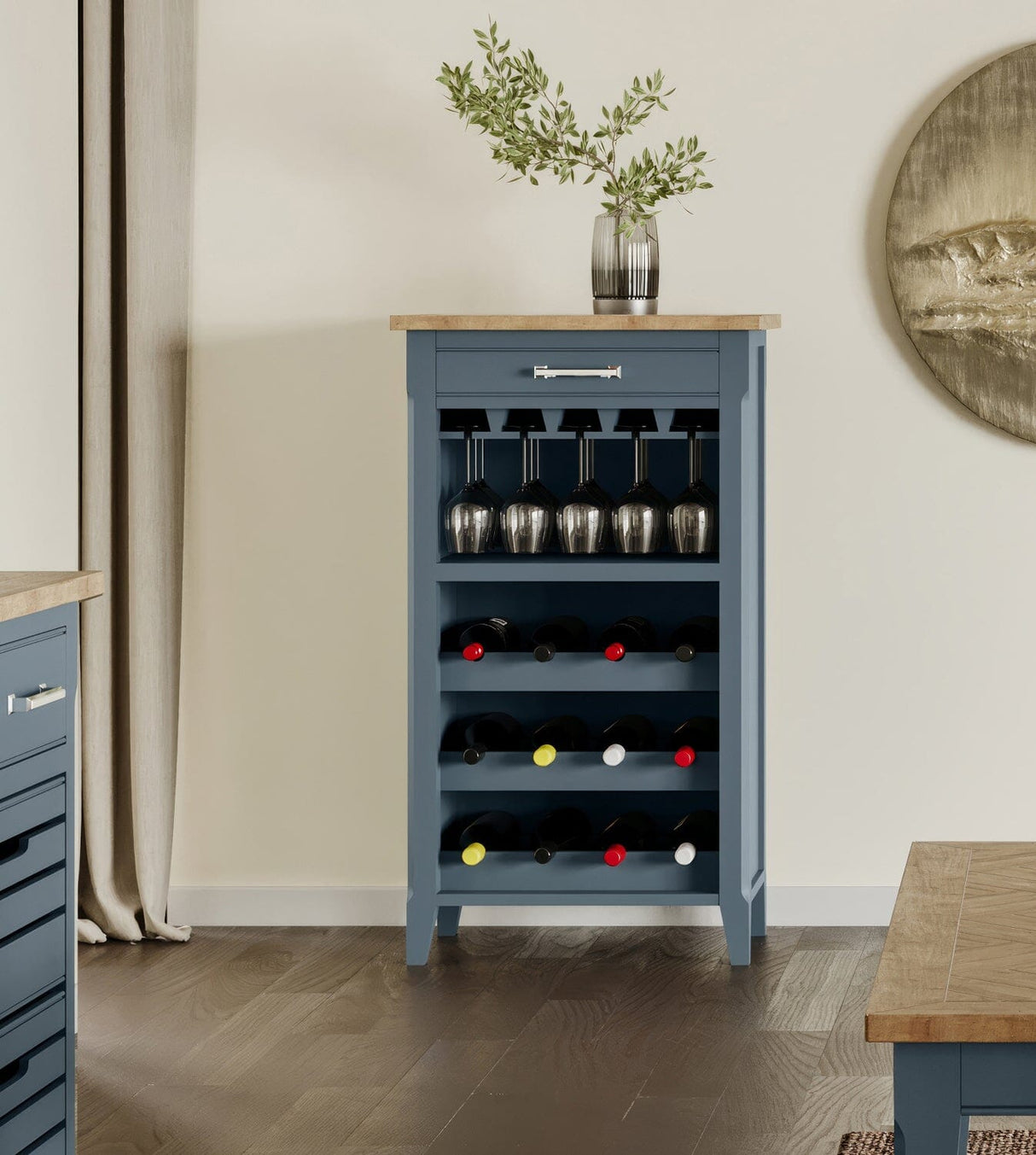 Baumhaus Signature Blue Wine Rack / Glass Storage Cabinet (CFR05A)