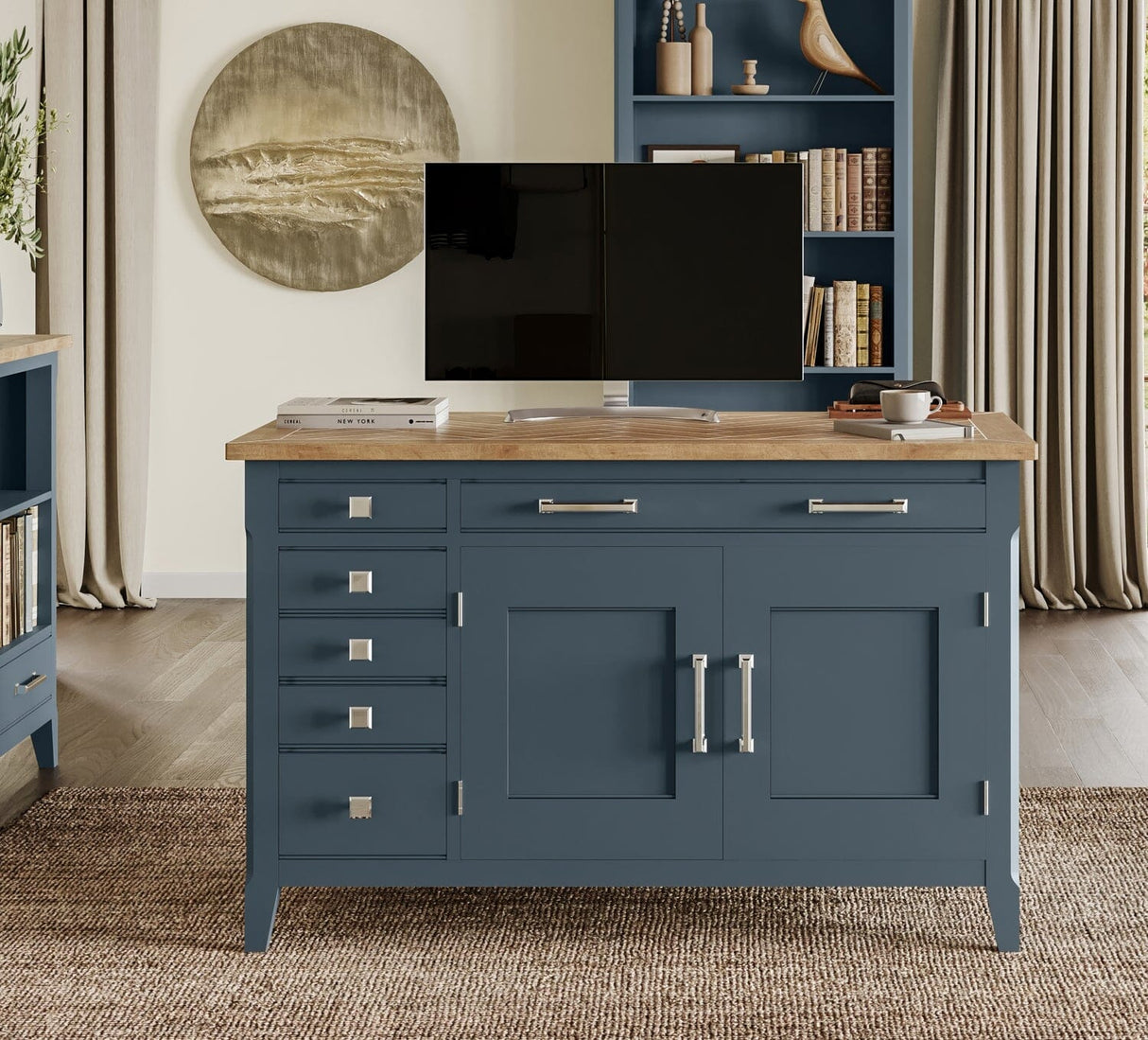 Baumhaus Signature Blue Hidden Home Office Desk (CFR06A)