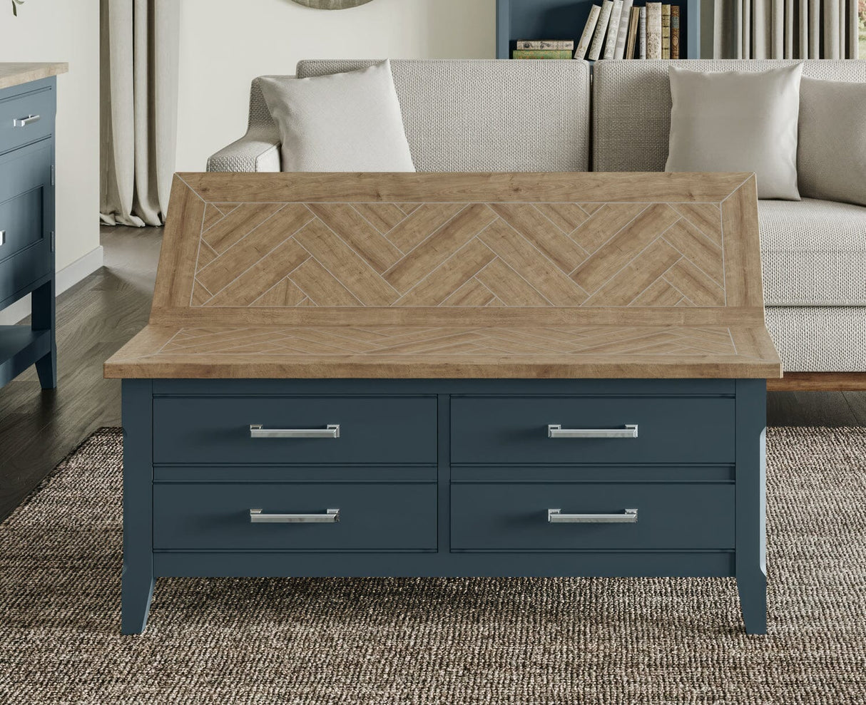 Baumhaus Signature Blue Coffee Table with drawers & hidden storage trunk (CFR08A)