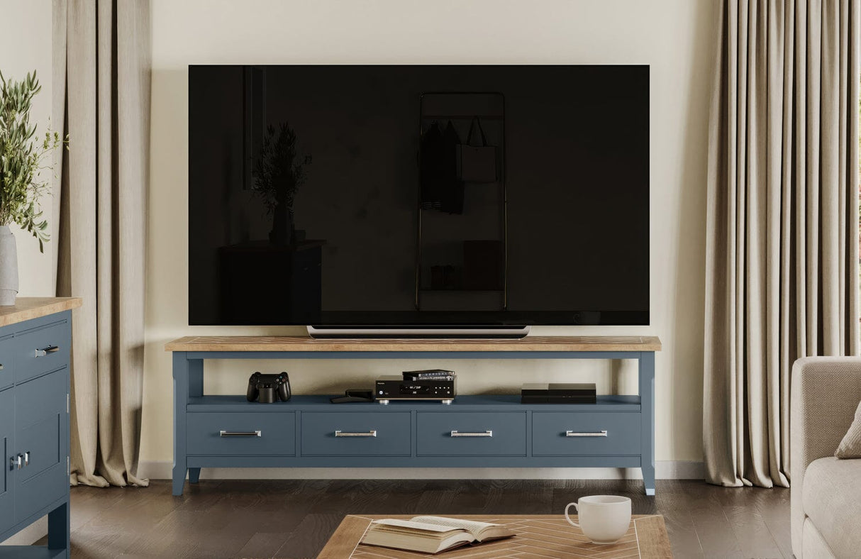 Baumhaus Signature Blue - Large Widescreen Television Cabinet (CFR09B)