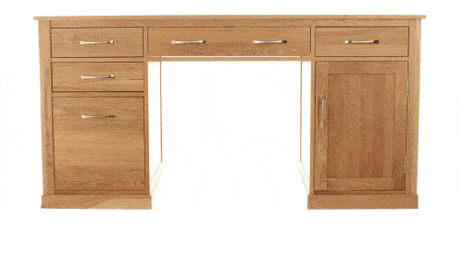 Baumhaus Mobel Oak Twin Pedestal Computer Desk (COR06C)