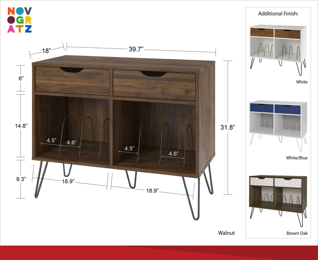 Dorel Home Concord Turntable Stand with Drawers in White and Blue