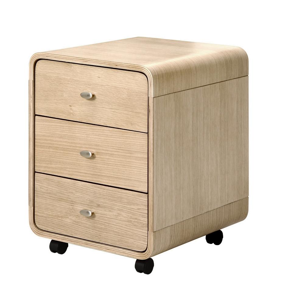 Jual Helsinki Curved 3-Drawer Mobile Desk Pedestal in Oak