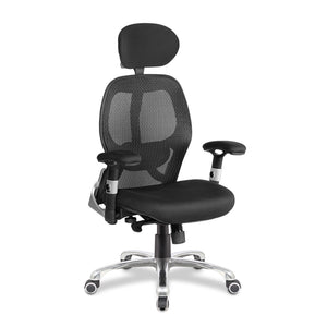 Nautilus Designs Ergo Ergonomic Luxury High Back Executive Mesh Chair with Chrome Base Certified for 24 Hour Use - Black