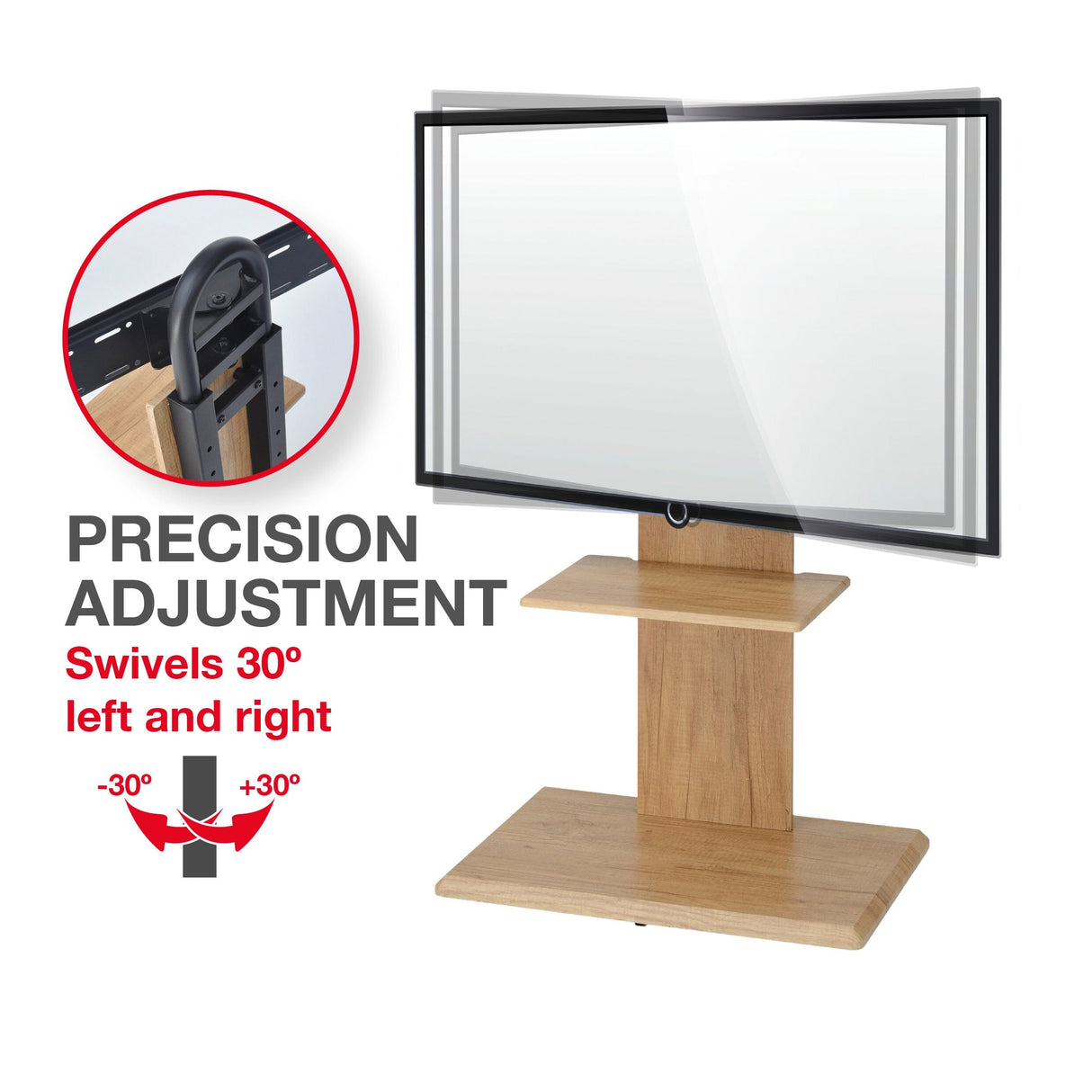 TTAP FS2-OAK TV Stand with Height Adjustable Swivel Bracket for up to 65" TVs