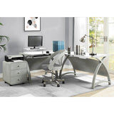 Jual Curve PC201 Corner Desk Package in Grey Ash and White Glass