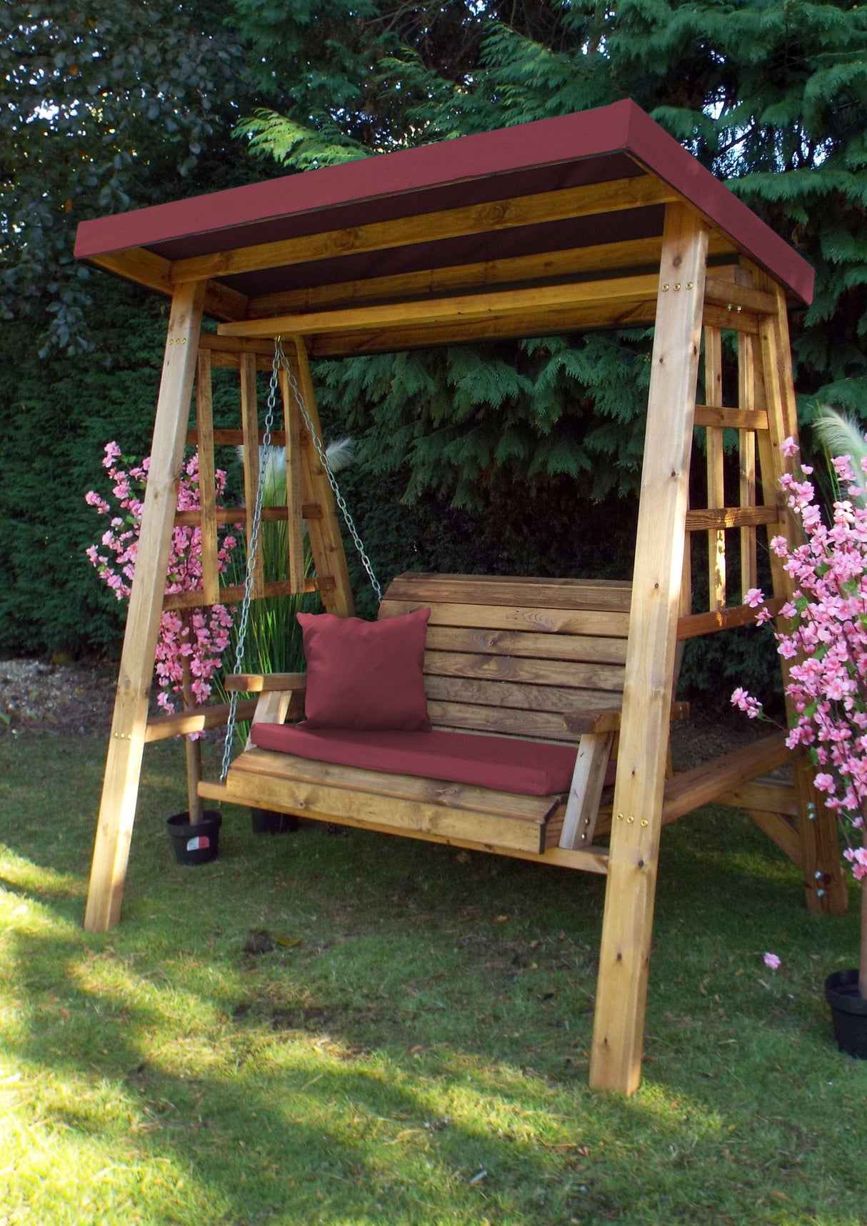 Charles Taylor Dorset Two Seater Swing in Burgundy (HB133B Set)