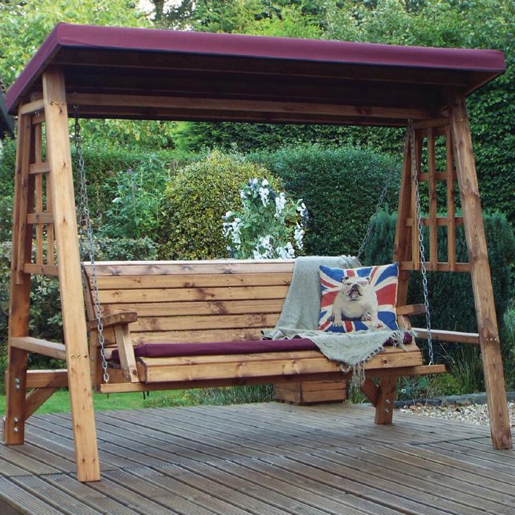 Charles Taylor Dorset Three Seater Swing in Burgundy (HB134B Set)