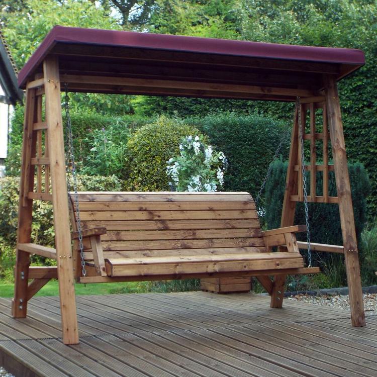 Charles Taylor Dorset Three Seater Swing in Burgundy (HB134B Set)
