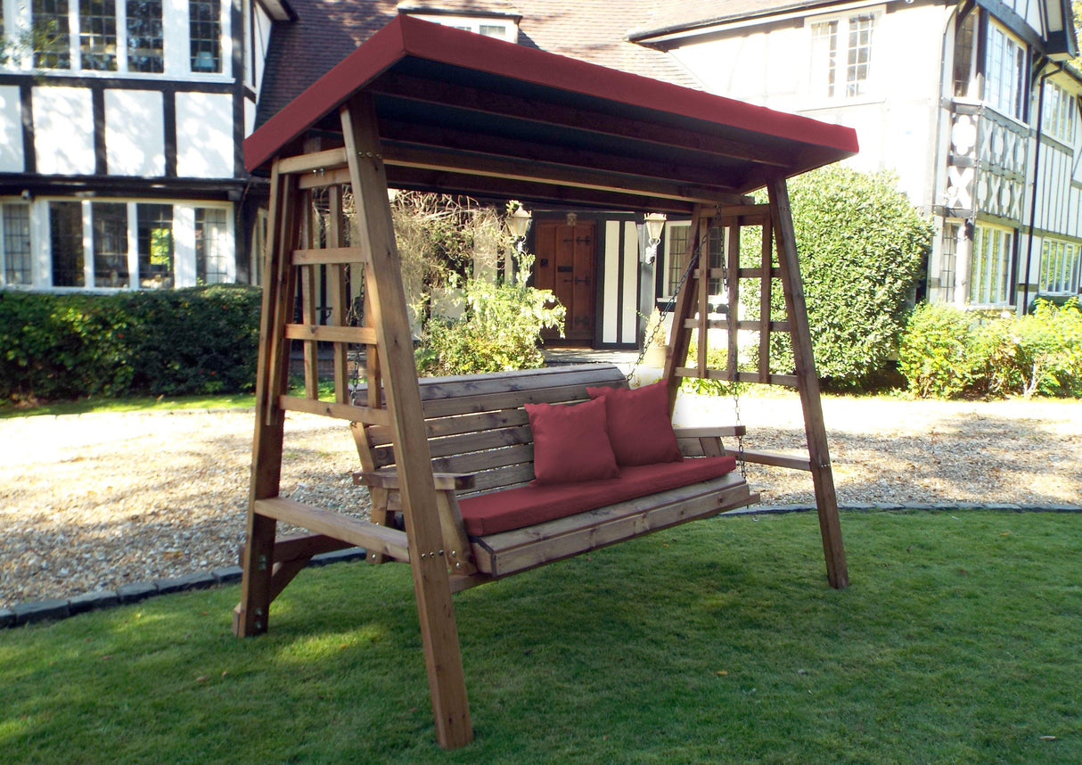 Charles Taylor Dorset Three Seater Swing in Burgundy (HB134B Set)