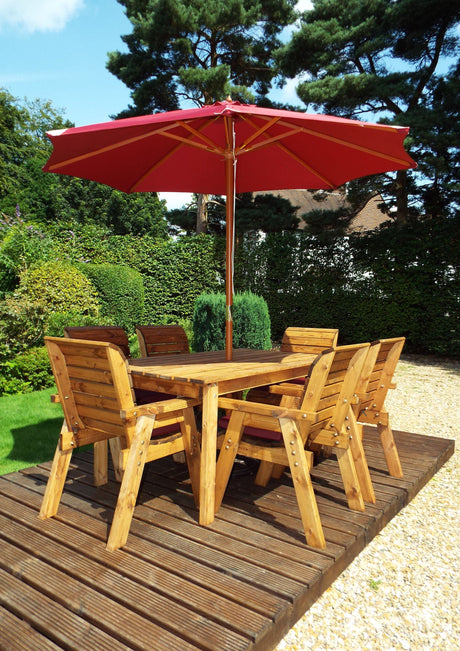 Charles Taylor Six Seater Traditional Table Set with Cushions and Parasol (HB15)