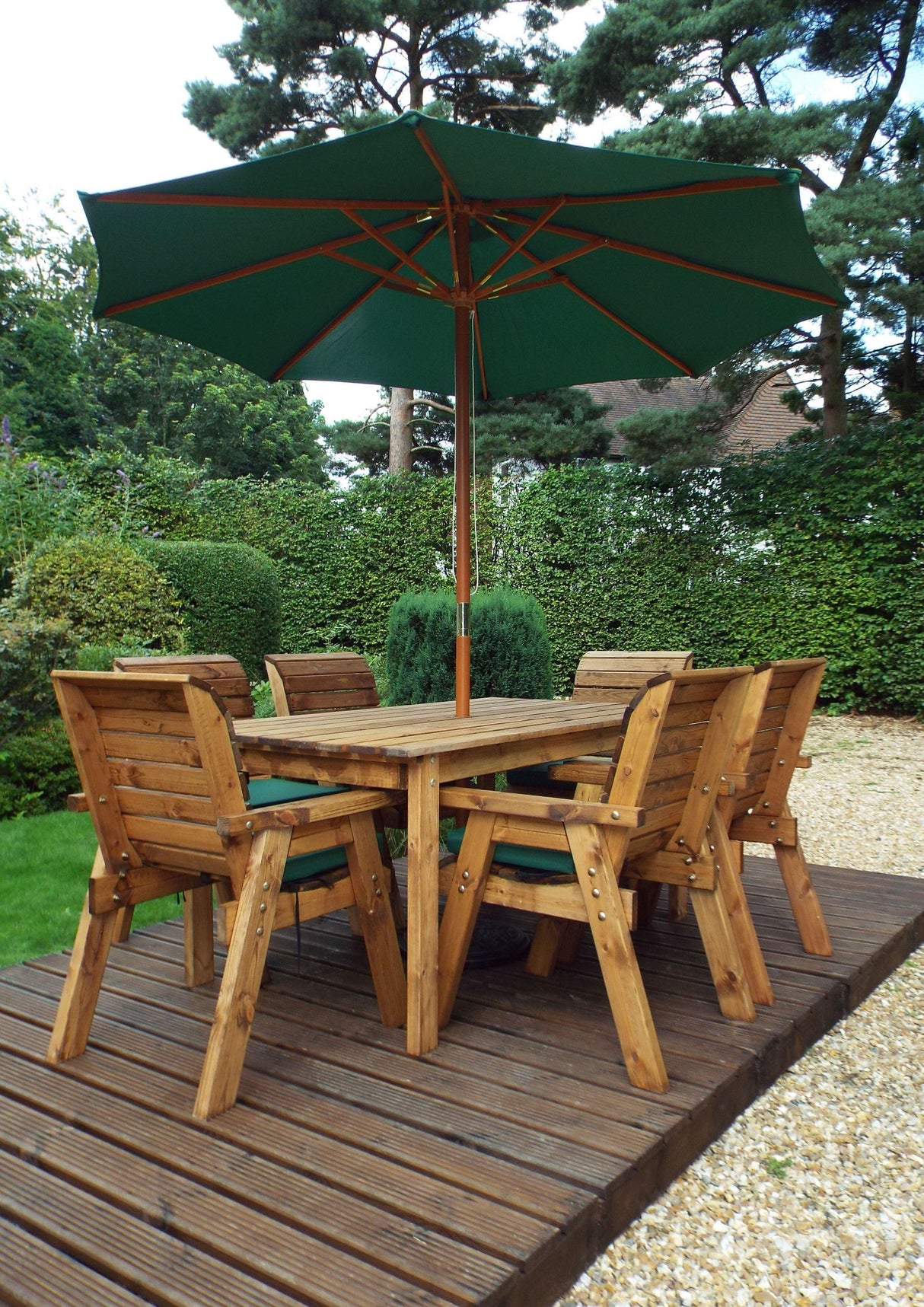 Charles Taylor Six Seater Traditional Table Set with Cushions and Parasol (HB15)