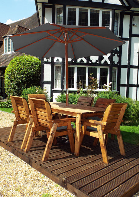 Charles Taylor Six Seater Traditional Table Set with Cushions and Parasol (HB15)