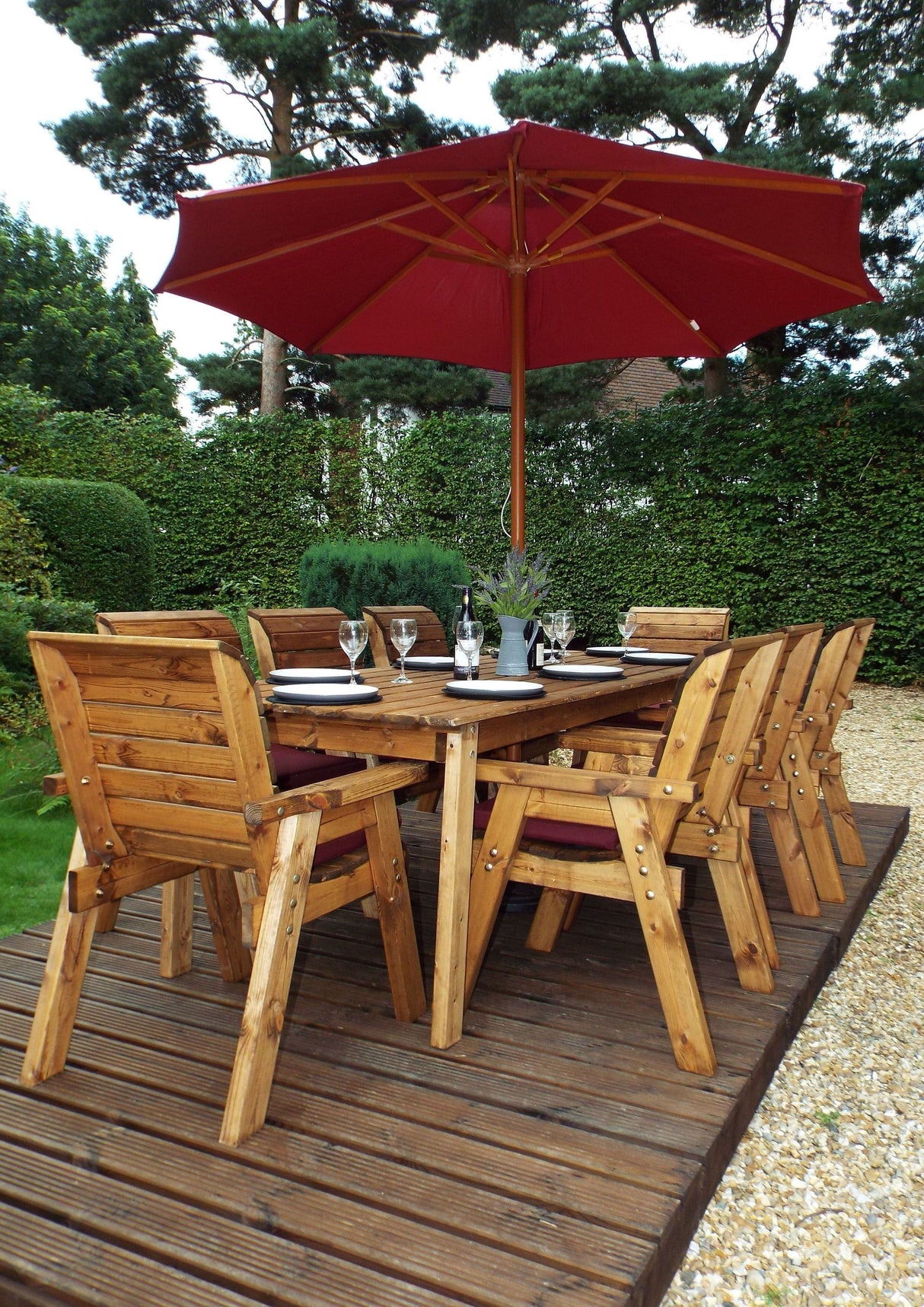 Charles Taylor Eight Seater Rectangular Table Set with Cushions and Parasol (HB17)