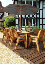 Charles Taylor Eight Seater Rectangular Table Set with Cushions and Parasol (HB17)