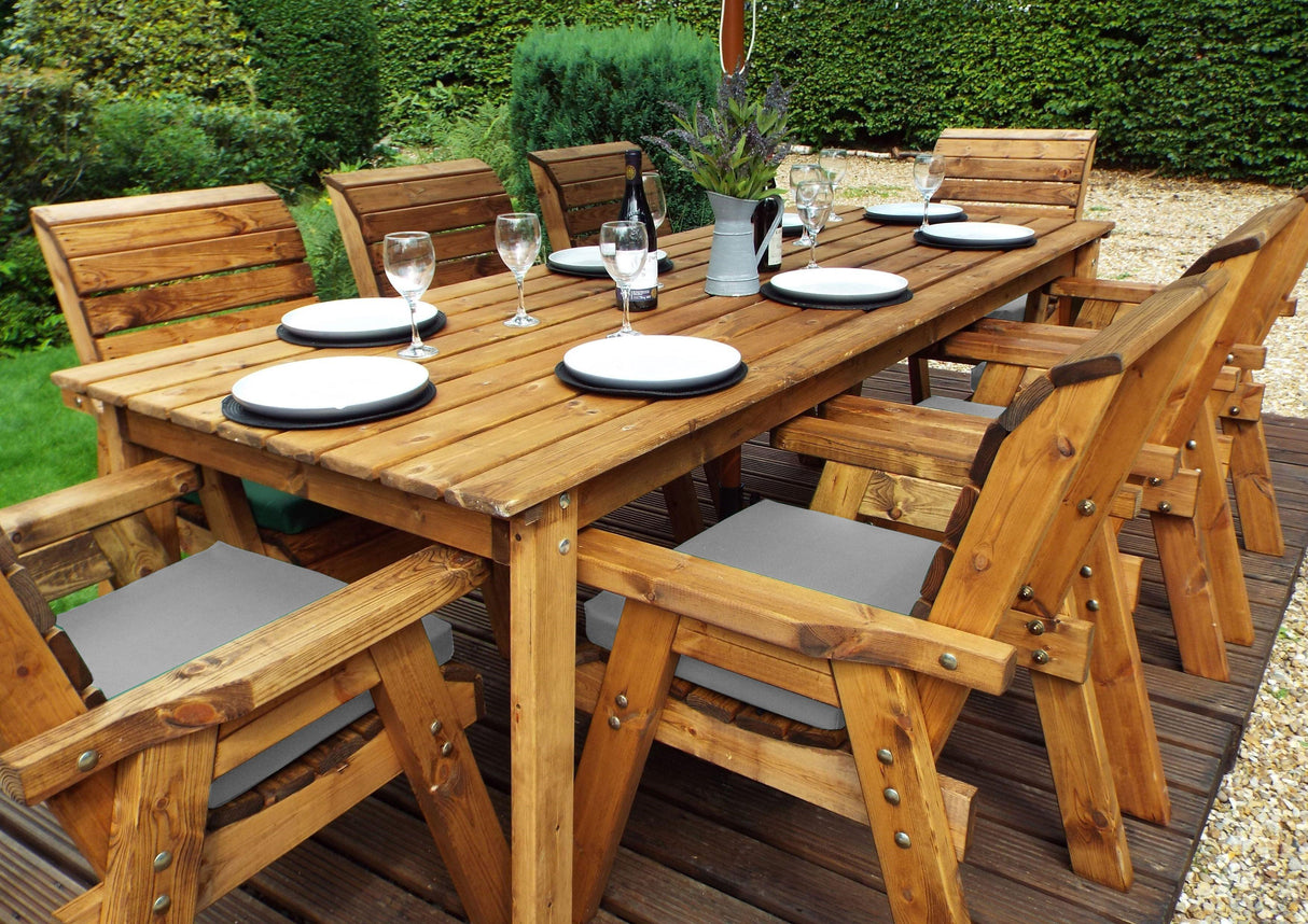 Charles Taylor Eight Seater Rectangular Table Set with Cushions and Parasol (HB17)