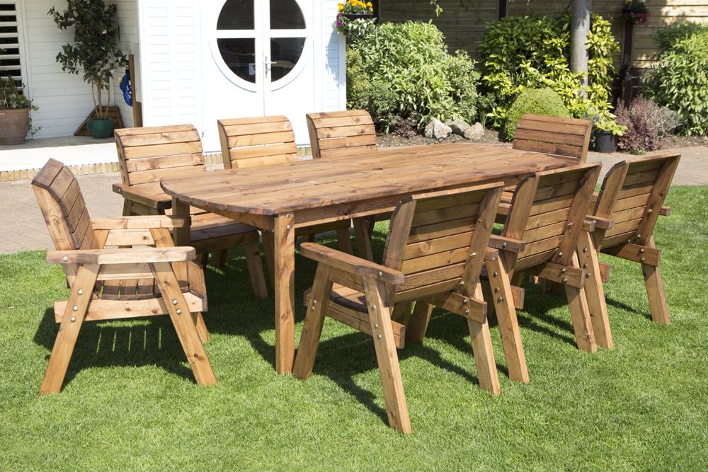 Charles Taylor Eight Seater Rectangular Table Set with Cushions and Parasol (HB17)