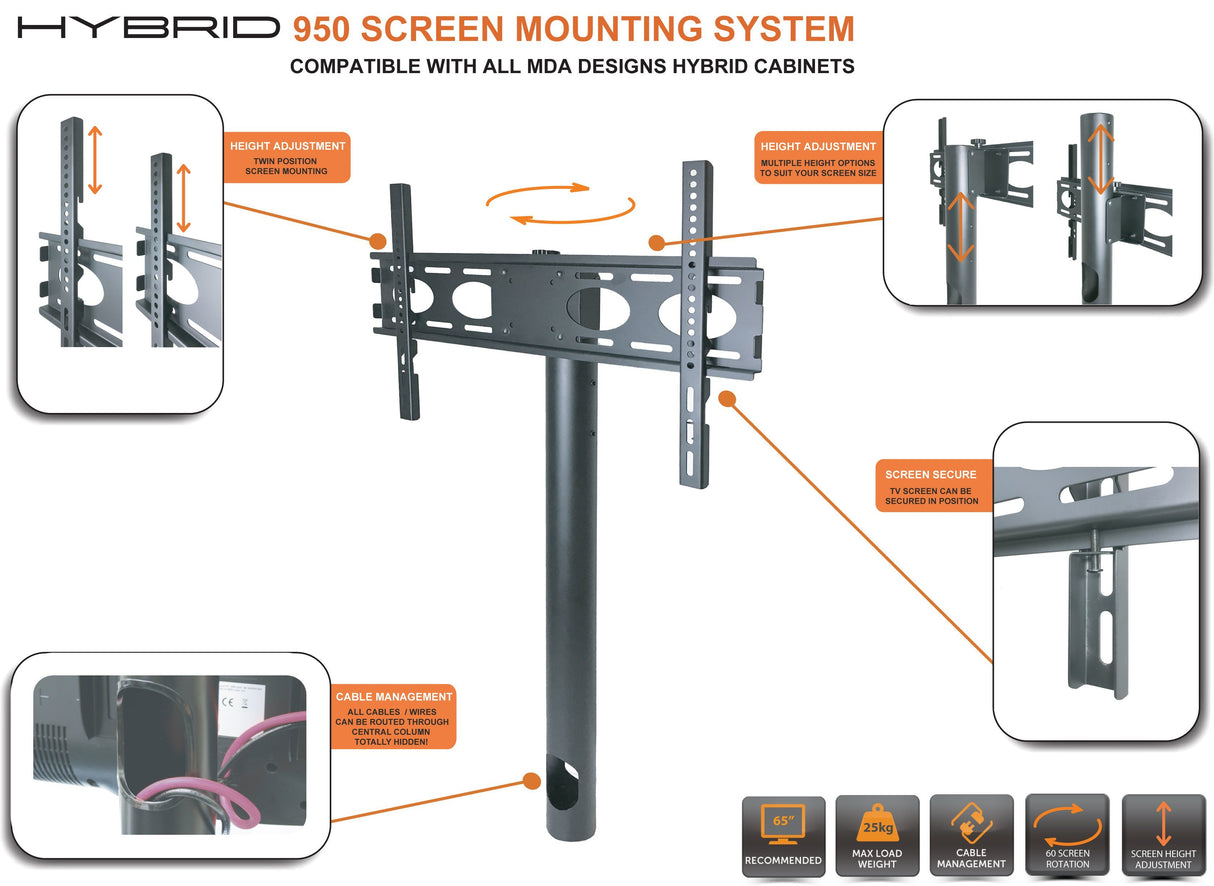 MDA Designs Sirius 1600 Hybrid Gloss Black TV Stand