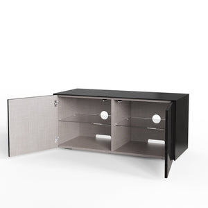 Frank Olsen High Gloss Black 1100mm TV Cabinet with LED Lighting and Wireless Phone Charging
