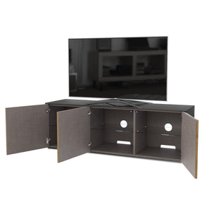 Frank Olsen High Gloss Black And Oak 1500mm TV Cabinet With LED Lighting and Wireless Phone Charging