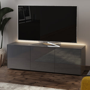 Frank Olsen High Gloss Grey 1500mm TV Cabinet with LED Lighting and Wireless Phone Charging
