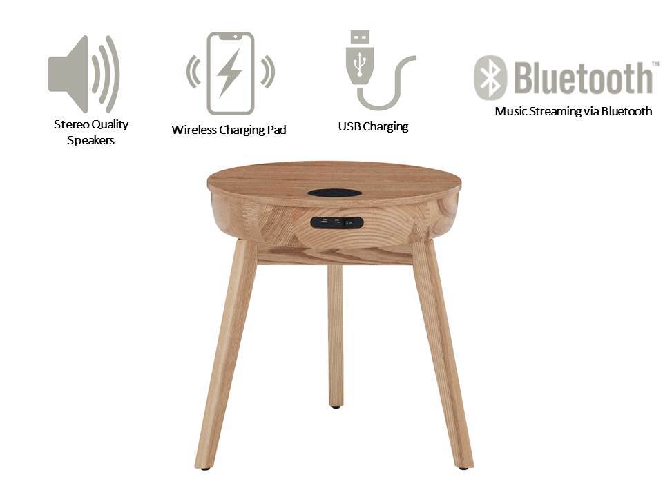 Jual San Francisco Smart Lamp Table With Wireless Charging And Speakers in Oak (JF710)