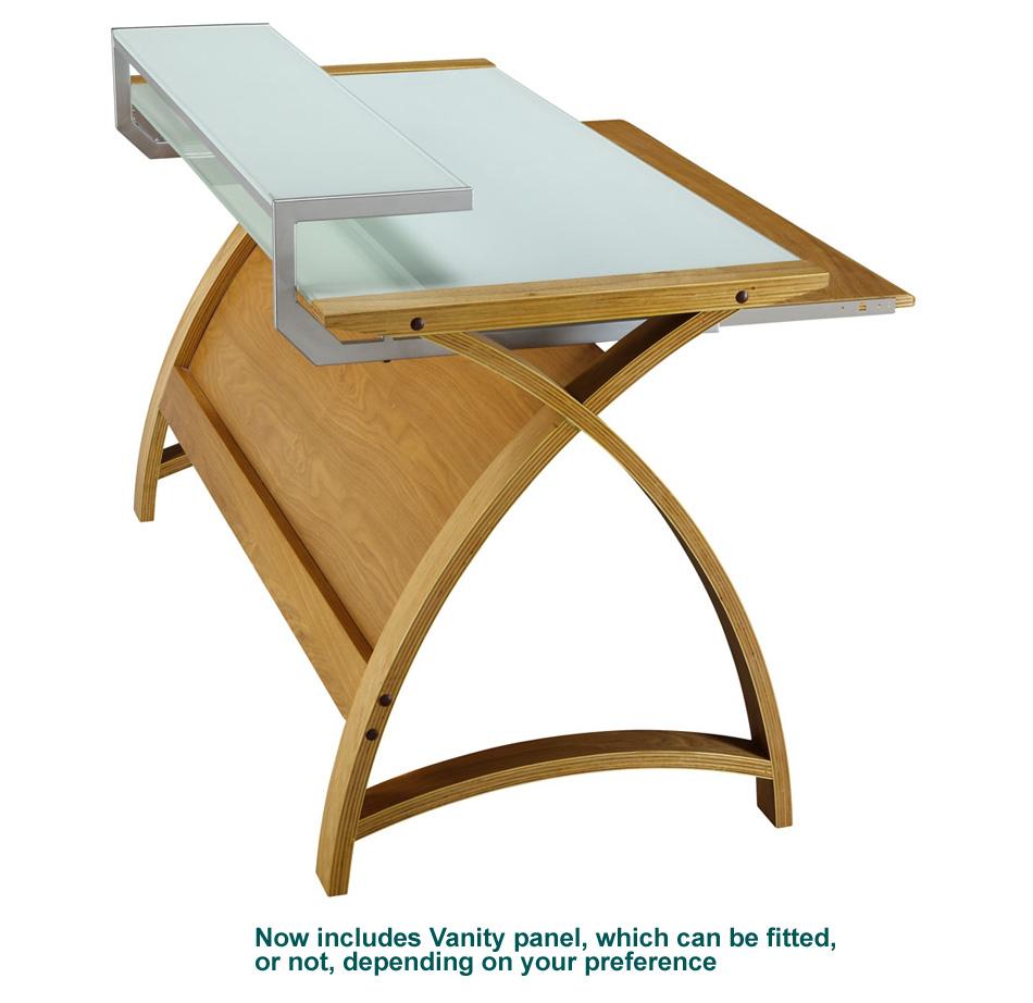 Jual Helsinki Curved 900mm Wide Computer Desk in Oak with White Glass