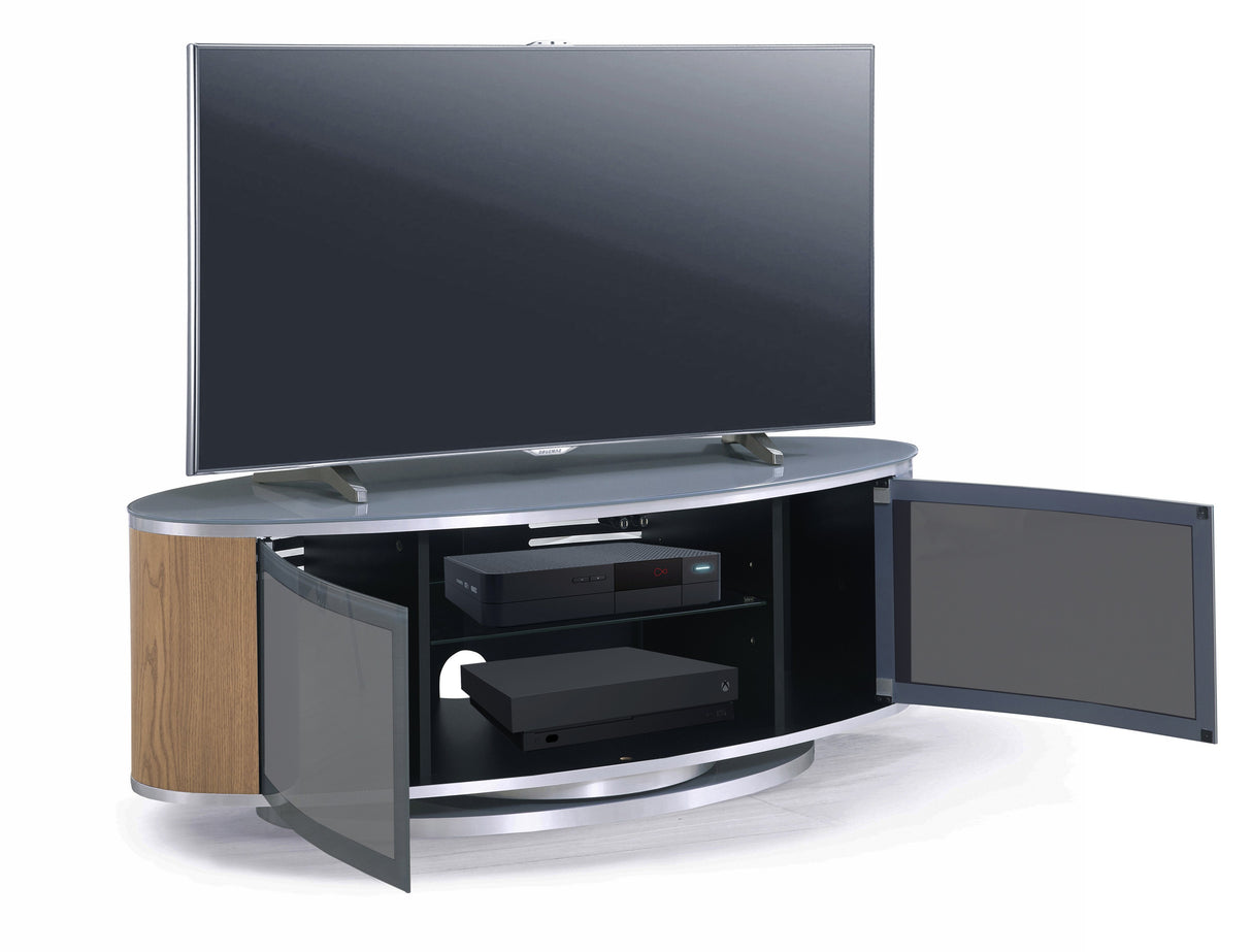 MDA Designs Luna Grey and Oak Oval TV Cabinet