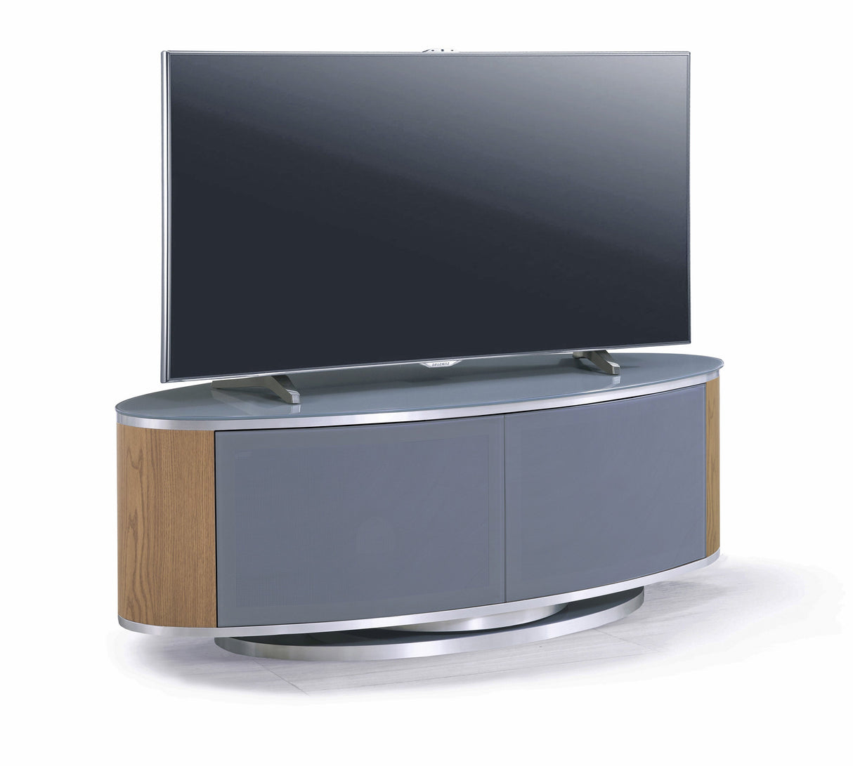 MDA Designs Luna Grey and Oak Oval TV Cabinet
