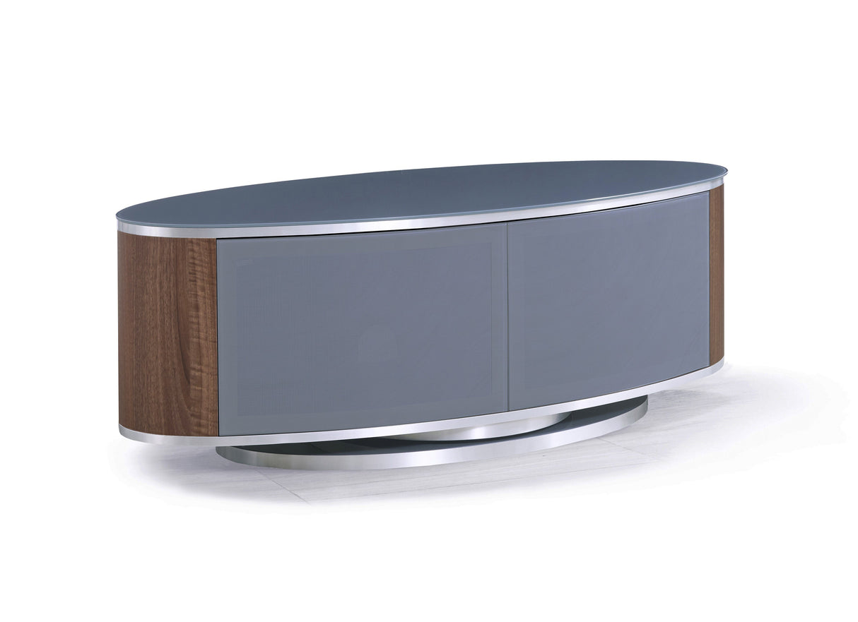 MDA Designs Luna Grey and Walnut Oval TV Cabinet