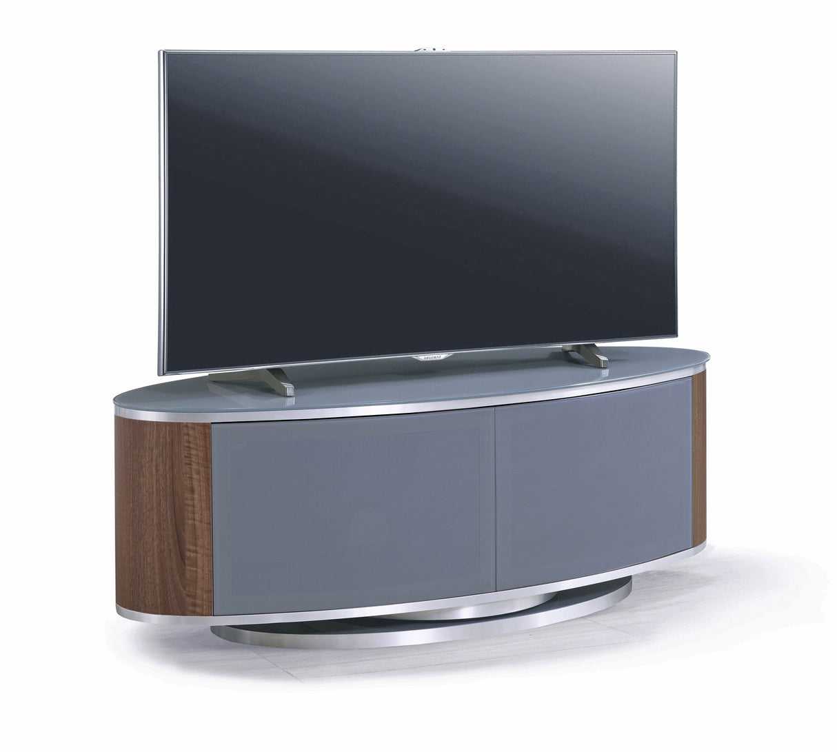 MDA Designs Luna Grey and Walnut Oval TV Cabinet