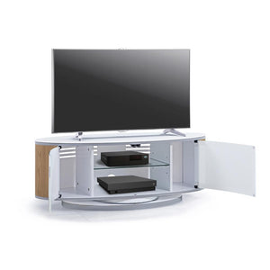 MDA Designs Luna Oak and White Oval TV Cabinet