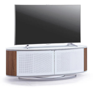 MDA Designs Luna Walnut and White Oval TV Cabinet