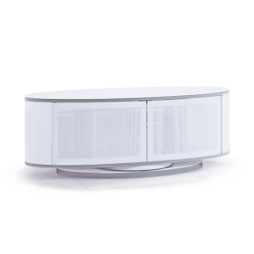 MDA Designs Luna High Gloss White Oval TV Cabinet