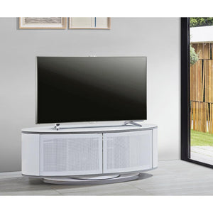 MDA Designs Luna High Gloss White Oval TV Cabinet