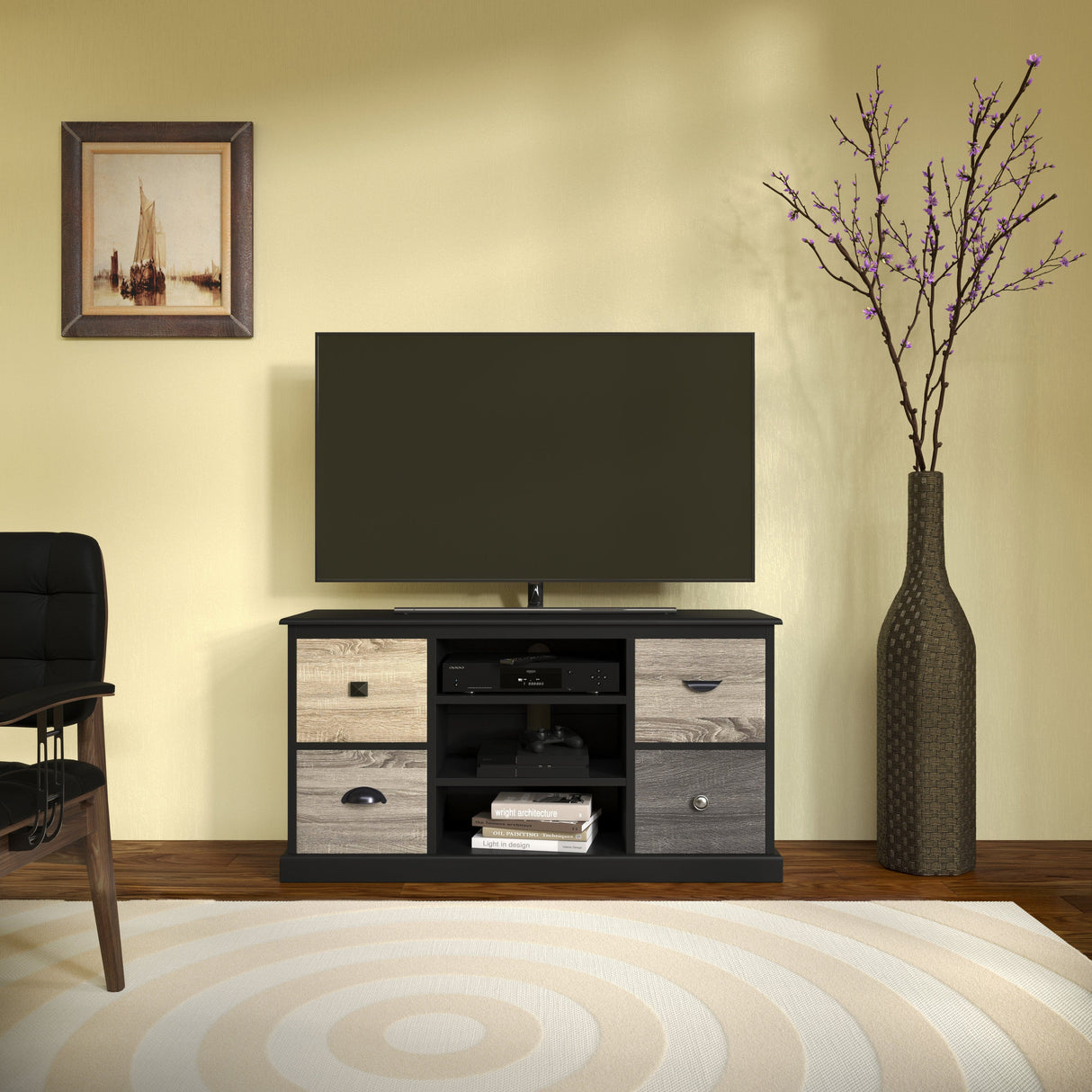 Dorel Home Mercer Range Black TV Console for Screen upto 50inch