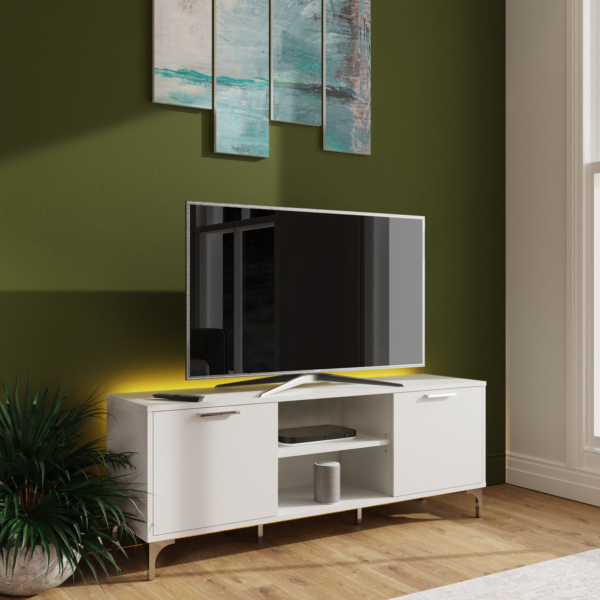 Frank Olsen Ouverte White TV Cabinet with Mood Lighting