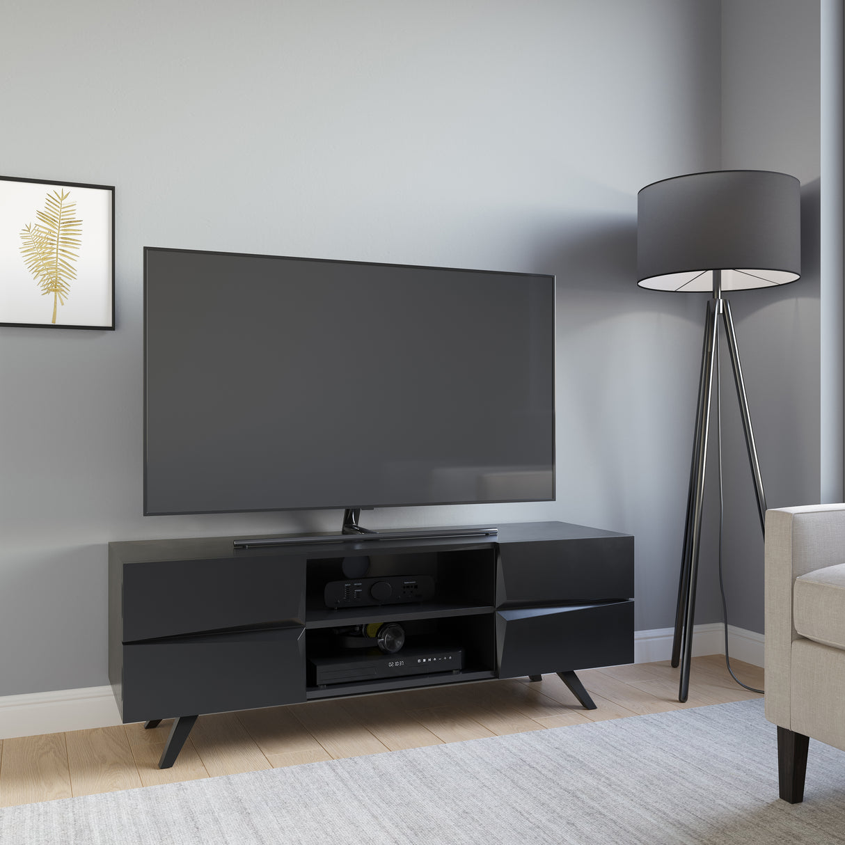 Alphason Olympus 1400 Black TV Stand (ADOL1400BLK)