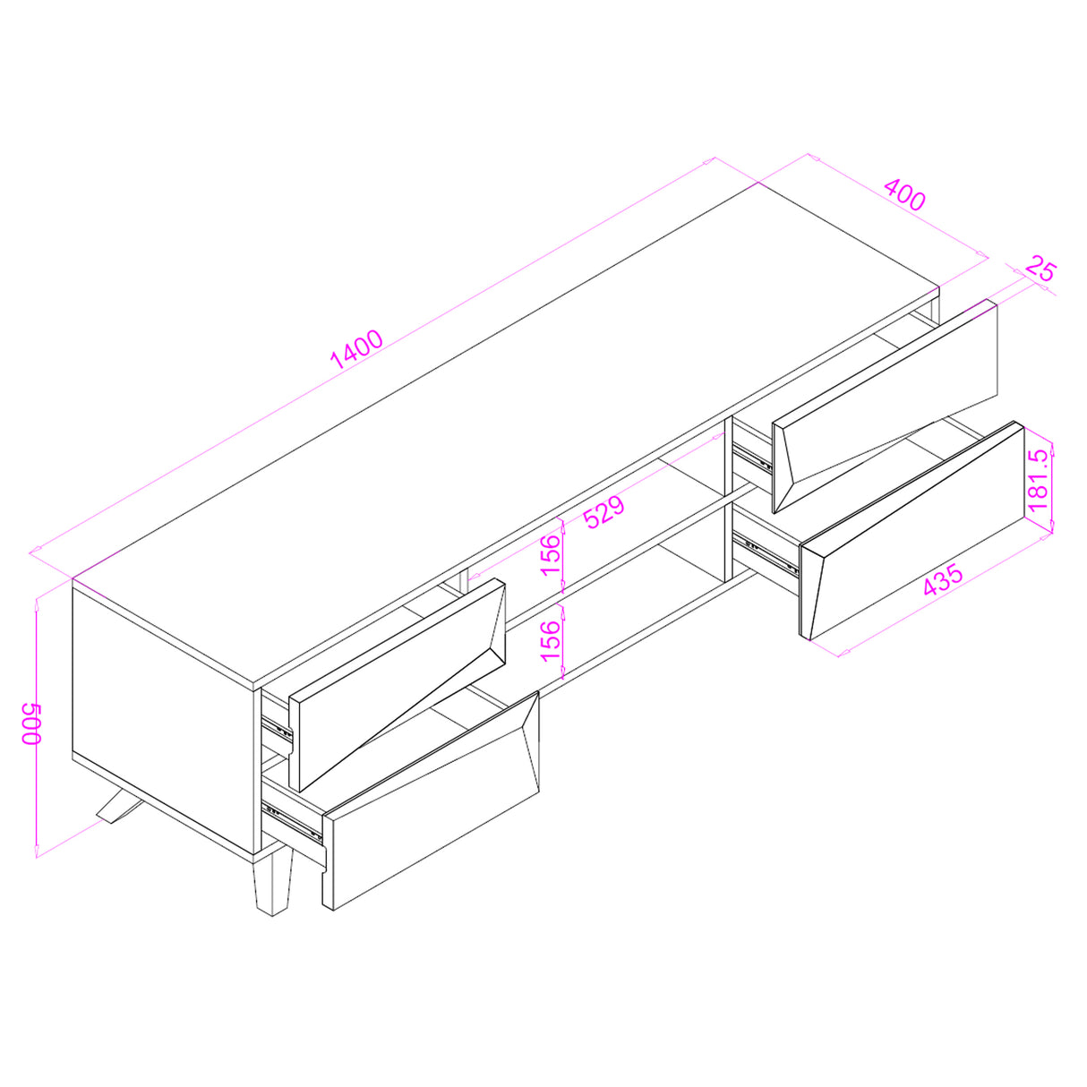 Alphason Olympus 1400 Black TV Stand (ADOL1400BLK)