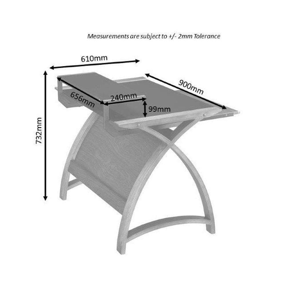 Jual Helsinki Curved 900mm Wide Computer Desk in Grey Ash with White Glass