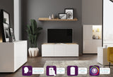 Frank Olsen Intel Range Gloss White Sideboard With LED Lighting and Wireless Phone Charging
