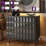 Frank Olsen Elevate Grey Small Sideboard with Mood Lighting & Wireless Phone Charging