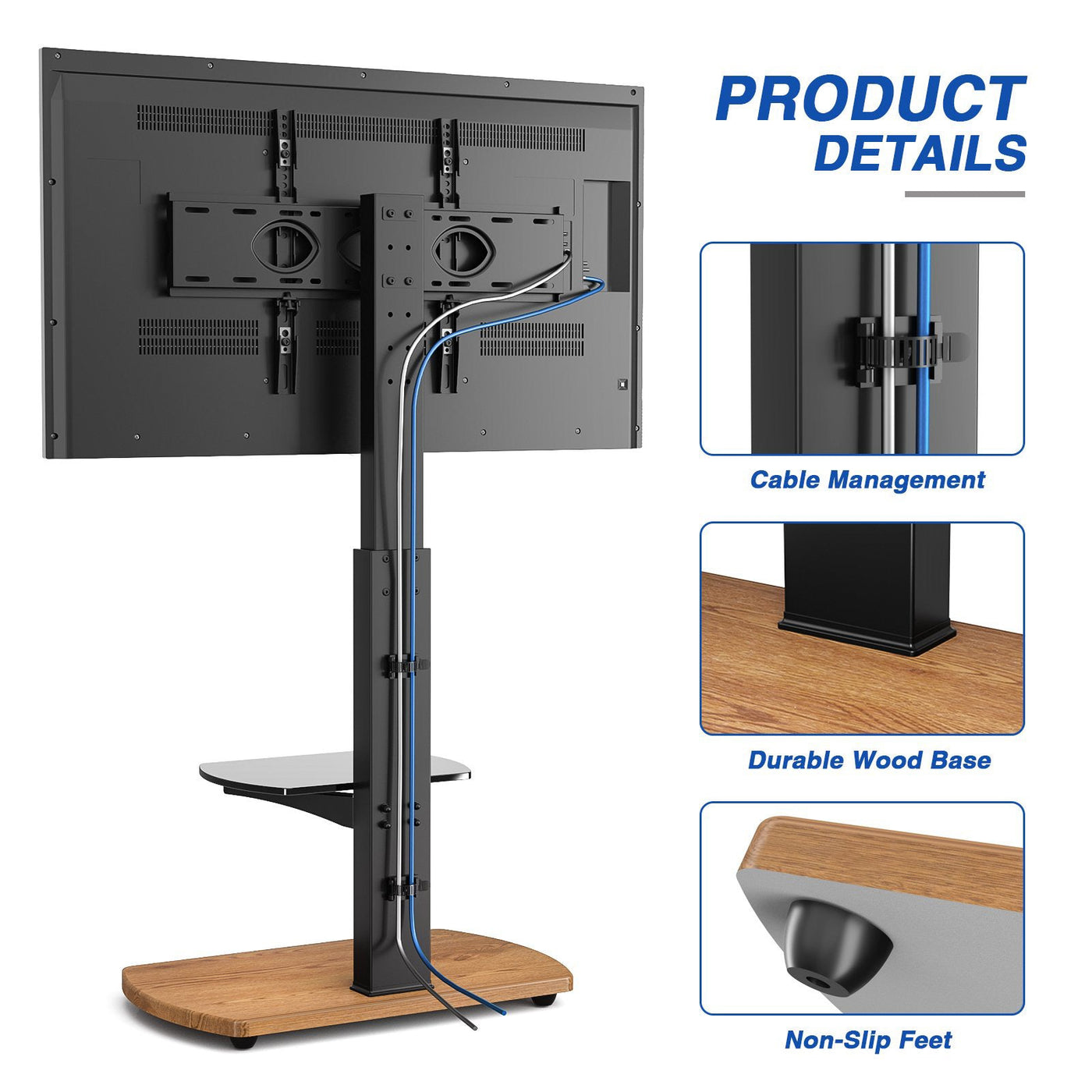 TTAP FS1OAK TV Stand with Height Adjustable Swivel Bracket for up to
