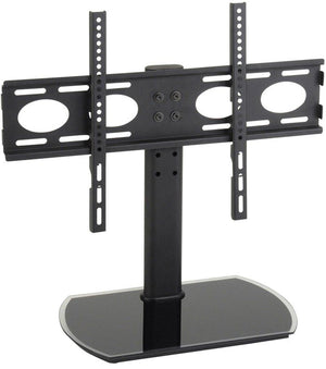 TTAP PED64F Universal Black Glass Tabletop Pedestal TV Stand for up to 65" TVs - Fixed