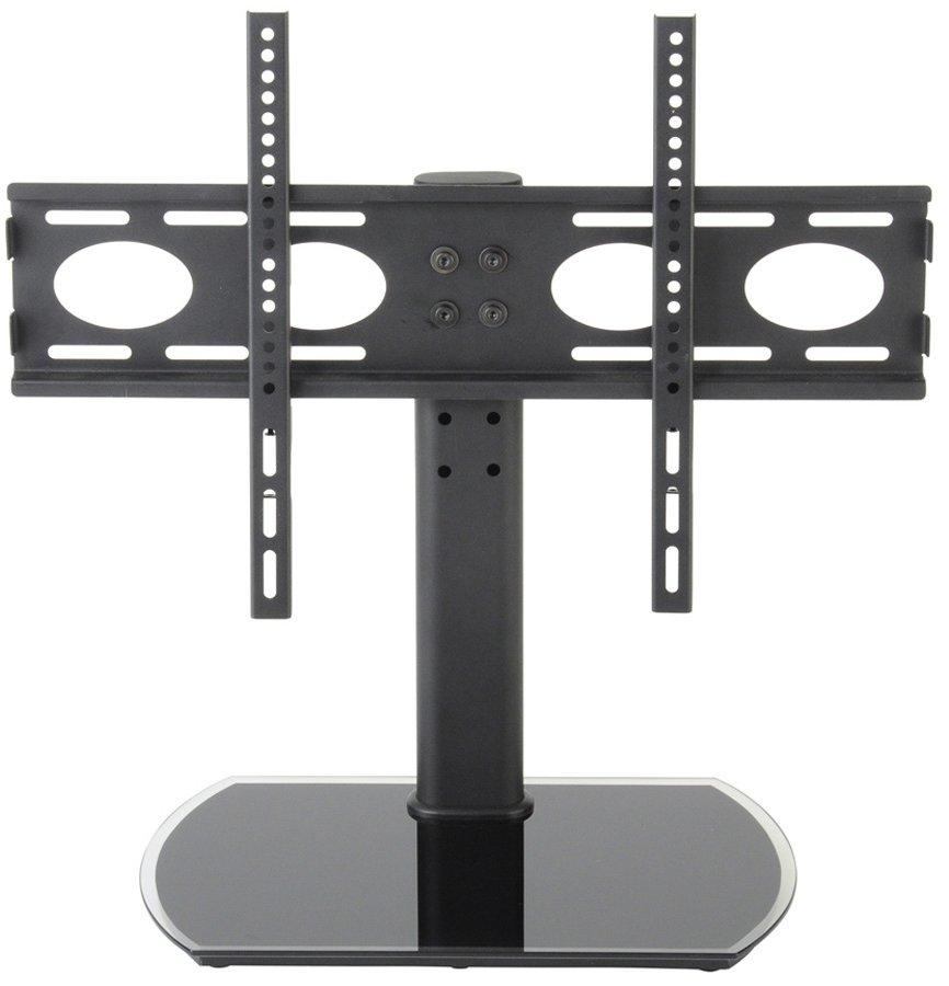 TTAP PED64F Universal Black Glass Tabletop Pedestal TV Stand for up to 65" TVs - Fixed
