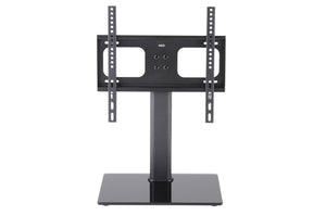 TTAP TT44F Universal Black Glass Tabletop Pedestal TV Stand for up to 55" TVs - Fixed