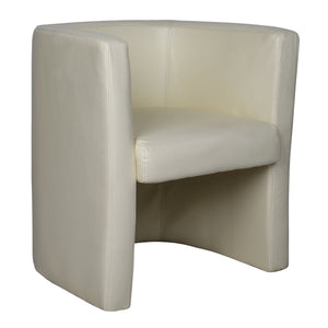 Nautilus Designs Milano Stylish & Modern High Back Leather Faced Tub Chair - Cream