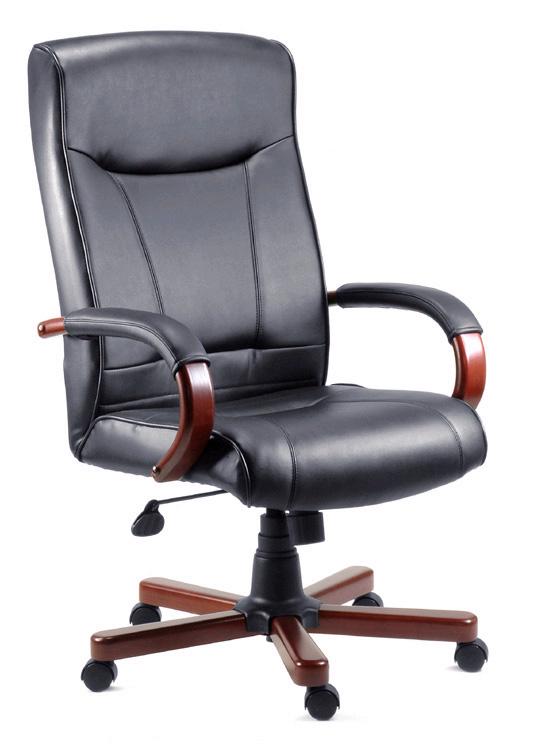 Teknik Kingston Black Leather Executive Chair with Dark Wood (8511HLW)