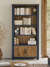 Baumhaus Splash of Blue - Large Open Bookcase with Doors (VTTB01B)