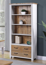 Baumhaus Splash of White - Large Open Bookcase with Drawers (VTTW01A)